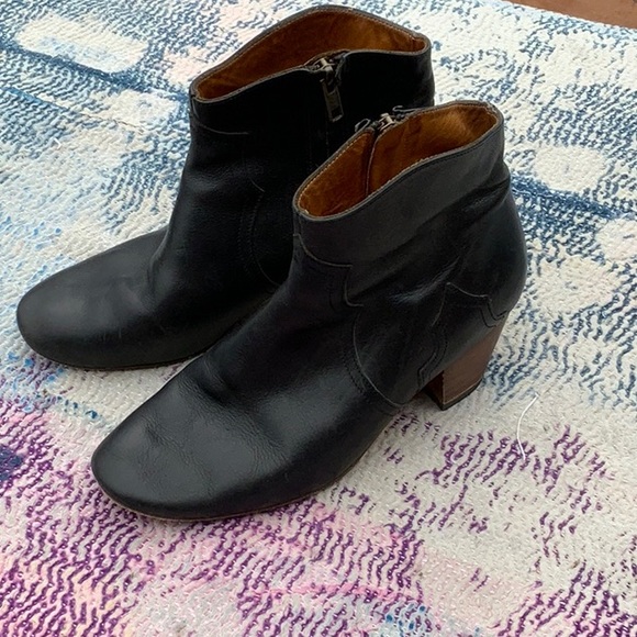 ISABEL MARANT “DACKEN” BLACK LEATHER BOOTIES SIZE 37 - Picture 4 of 4